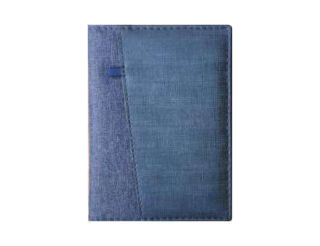 Agenda Costurada com Recortes - Linho Azul / Dune Azul / R