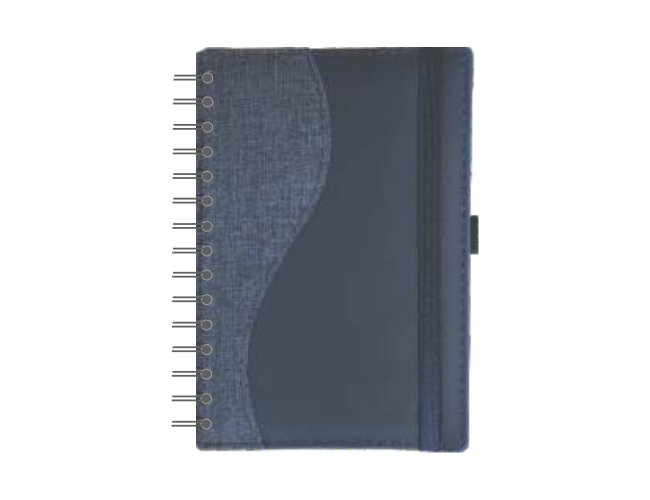 Agenda Wire-O Porta Caneta com Recortes - Wire-O Linho Azul / Dune Azul / Porta Caneta / S